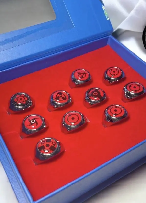 Akatsuki Ring Set – 1 Random Piece Anime Rings with Gift Box | Naruto Cosplay Jewelry for Unisex Adults & Fans
