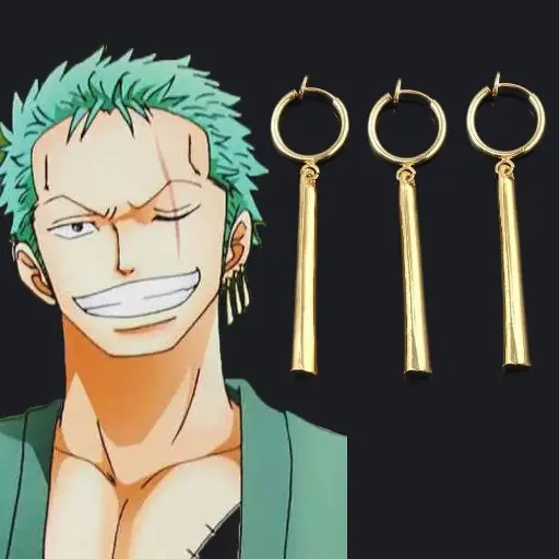 Roronoa Zoro One Piece Earrings – Gold Cosplay Accessory for All Fans