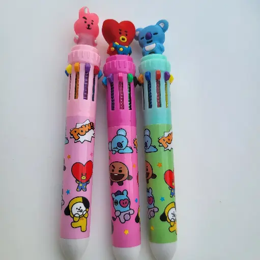 [stationary1] BTS 10-in-1 Multicolor Pen - Smooth Writing K-Pop Stationery (Random Design)
